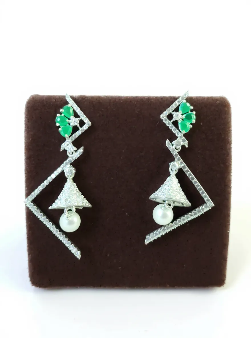 Geometric Pearl Earrings view 2