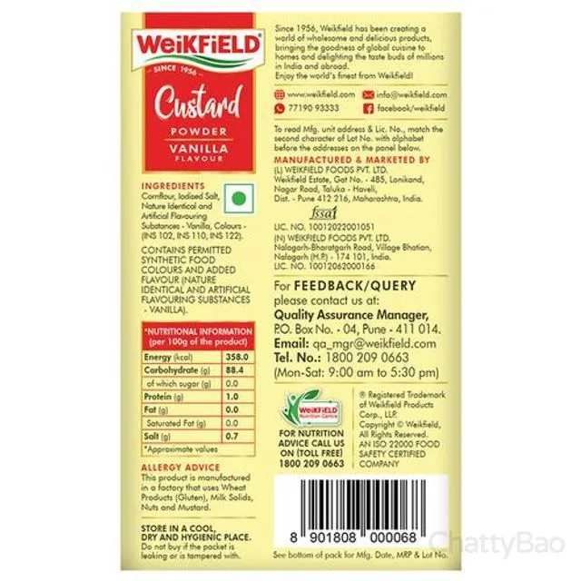 Weikfield Custard Powder - Vanilla 100 g view 2