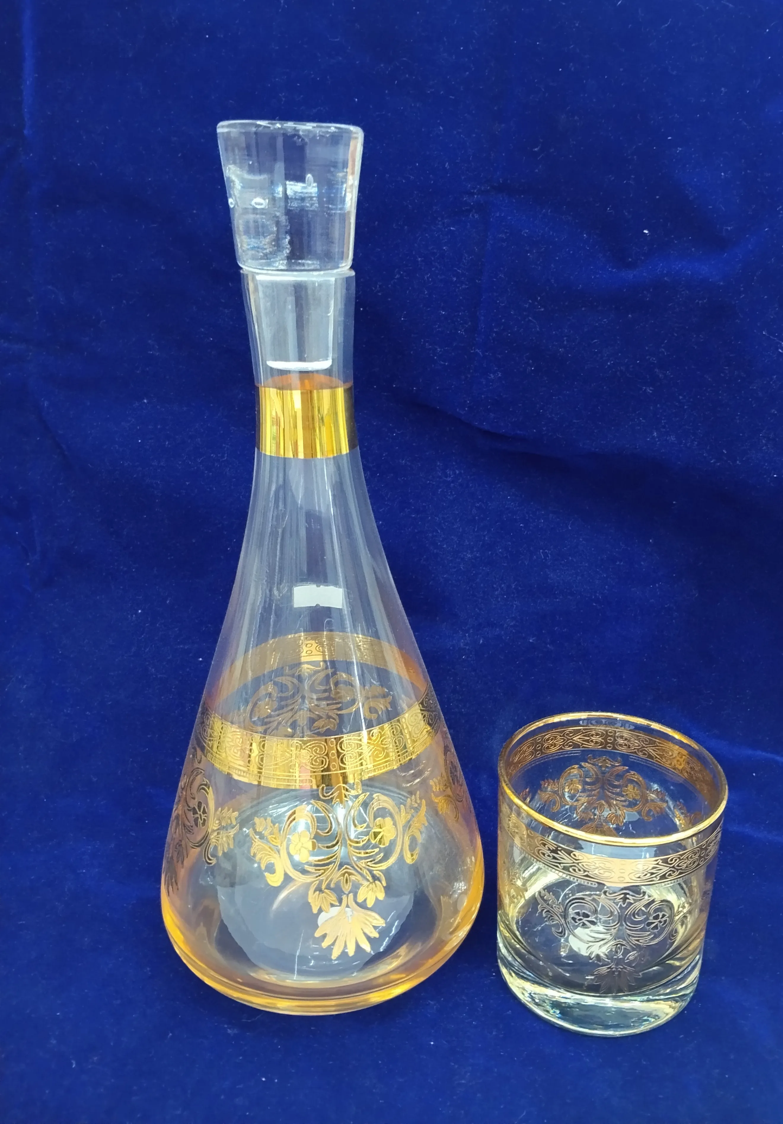 Gold-Trimmed Glass Decanter Set view 2