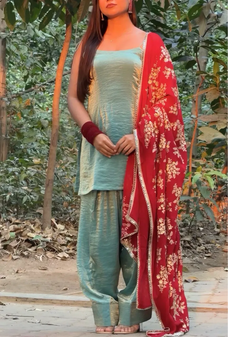 ‘Fasana’ Farshi Salvar Set- Mint Blue view 2