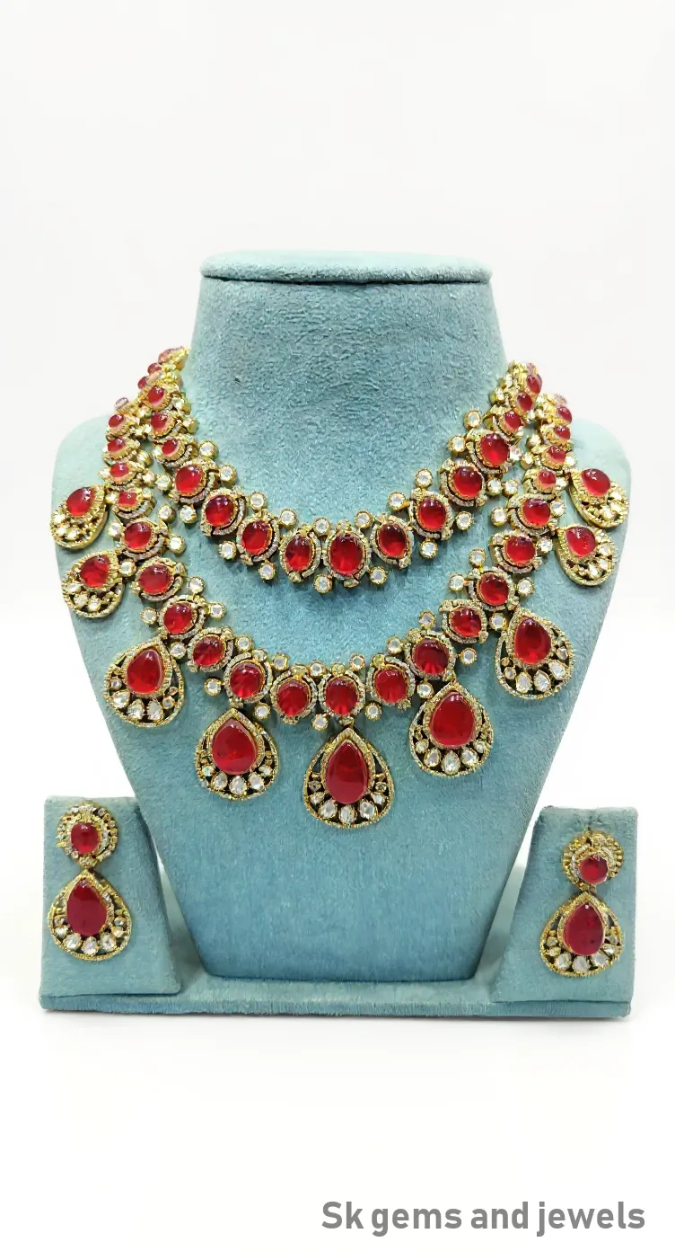 Ruby Mejonite Polki Set view 2