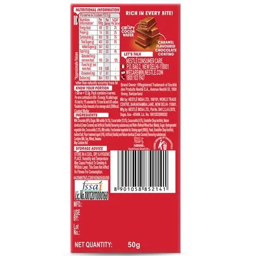 Nestle Kitkat Caramel Chocolate Coated Wafer Bar 50 g view 2