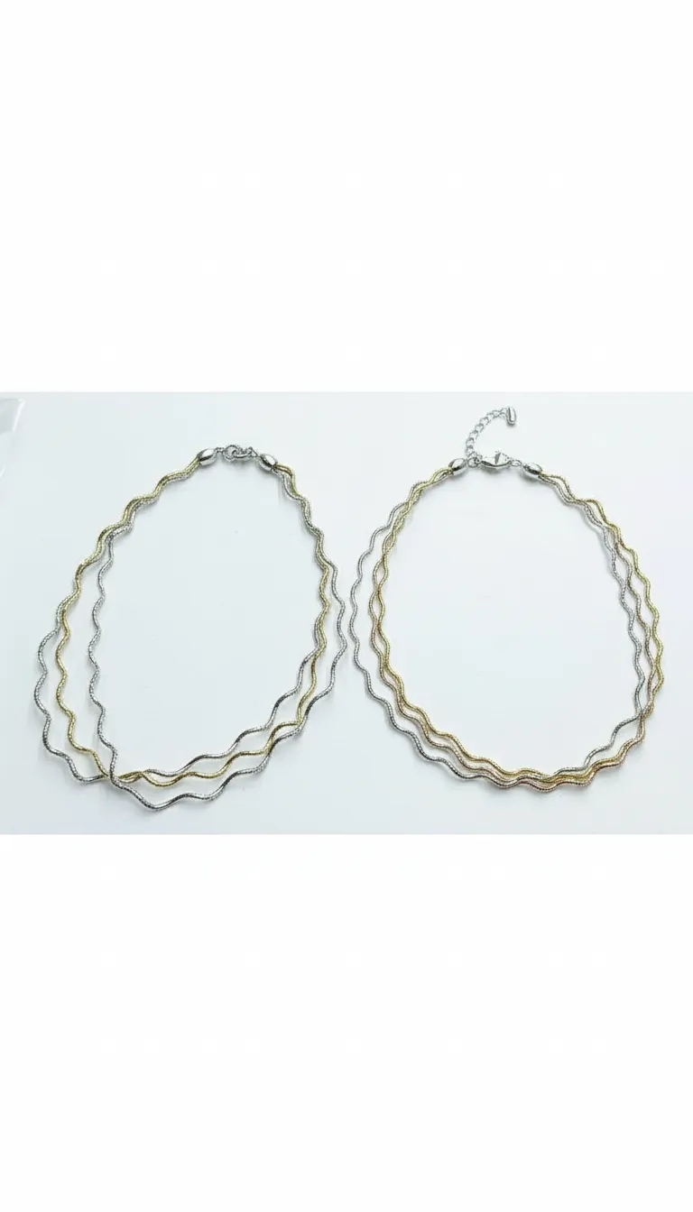 Dual-tone Wave Chain Necklaces view 2