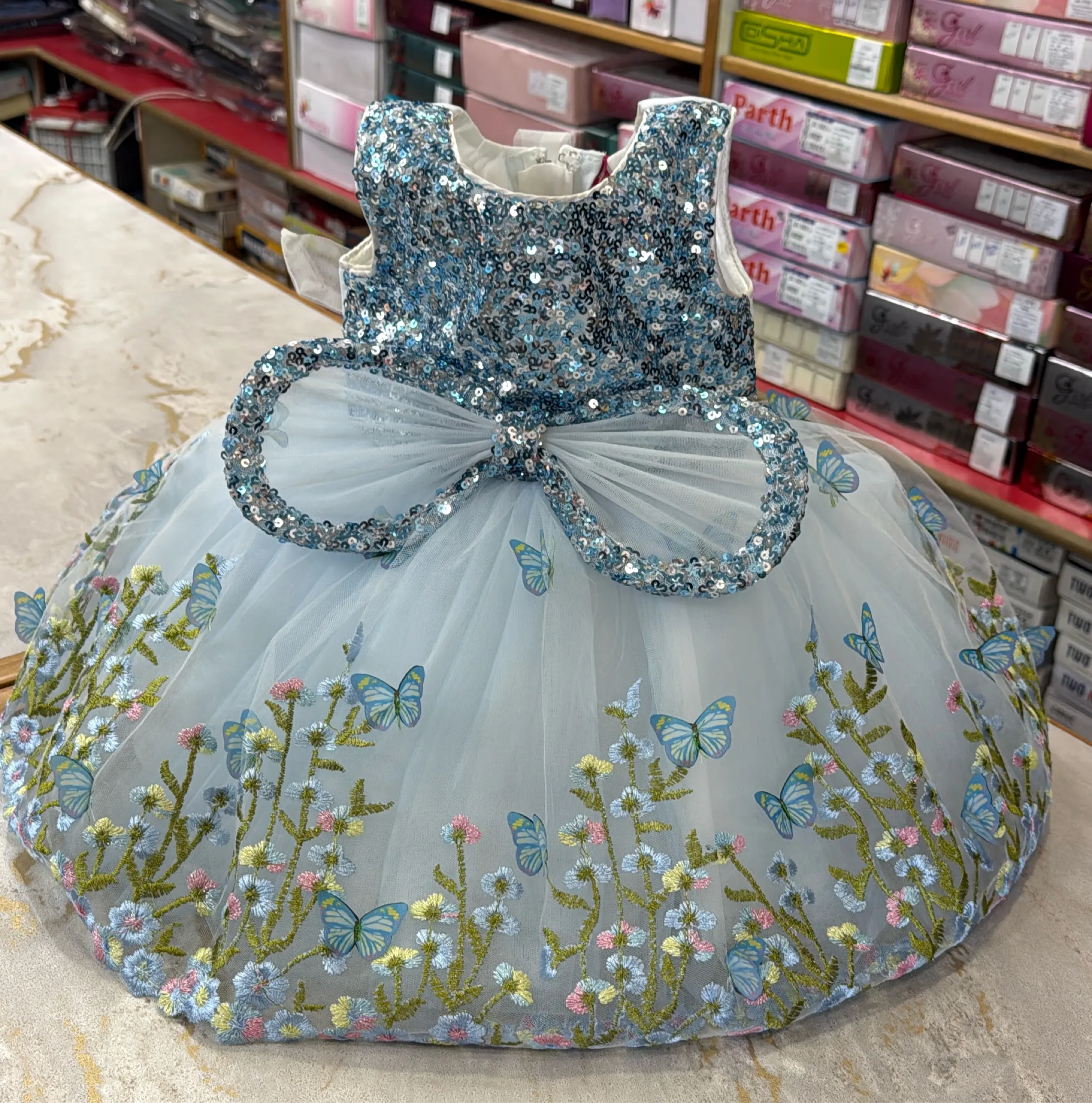 Sequin Floral Girls Dress view 3