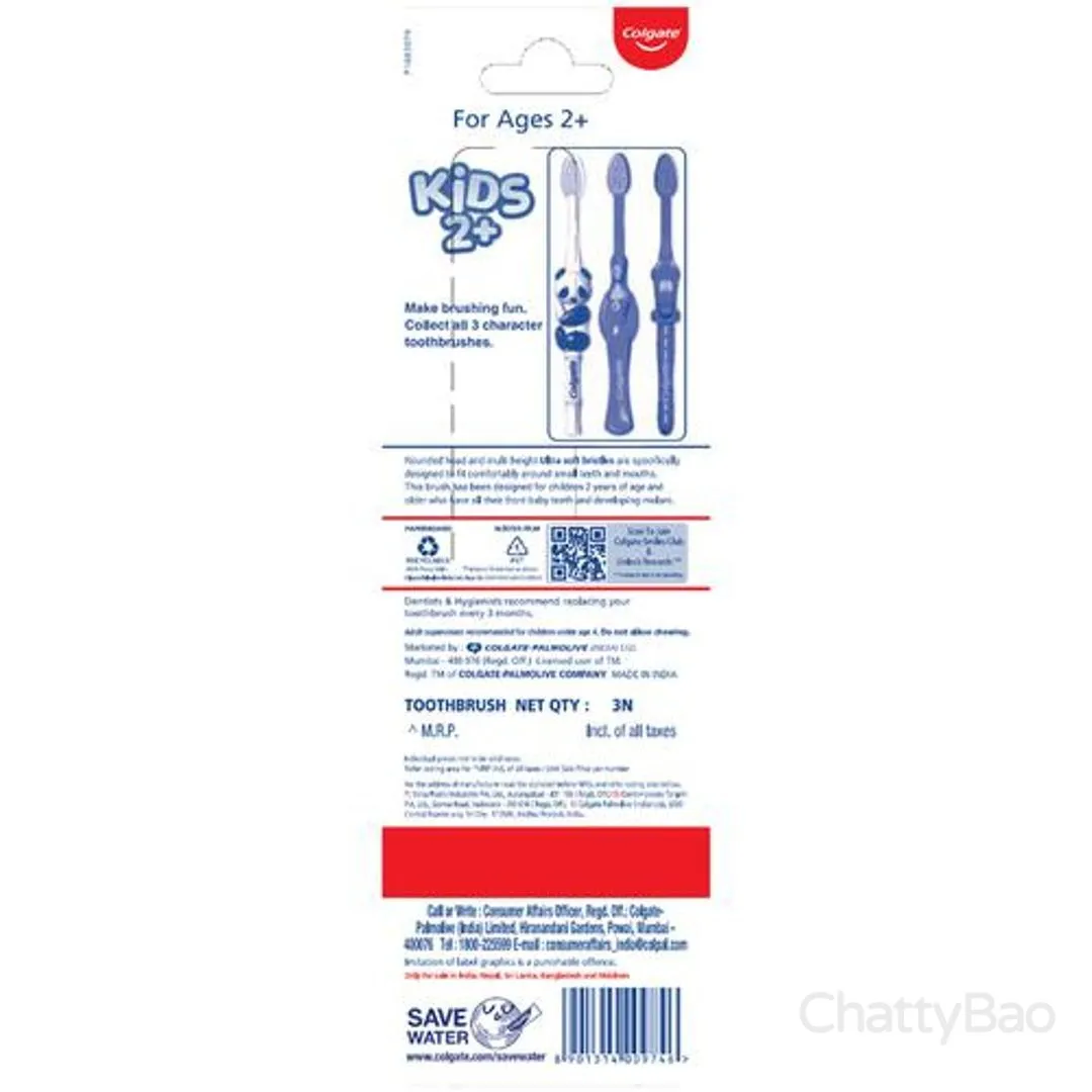 Colgate Kids 2+ Years Extra Soft Toothbrush 3 Pieces view 2