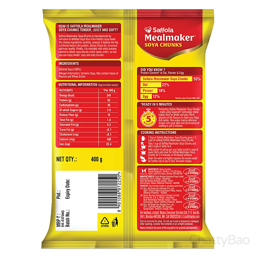 Saffola Mealmaker - Soya Chunks 400 g view 2