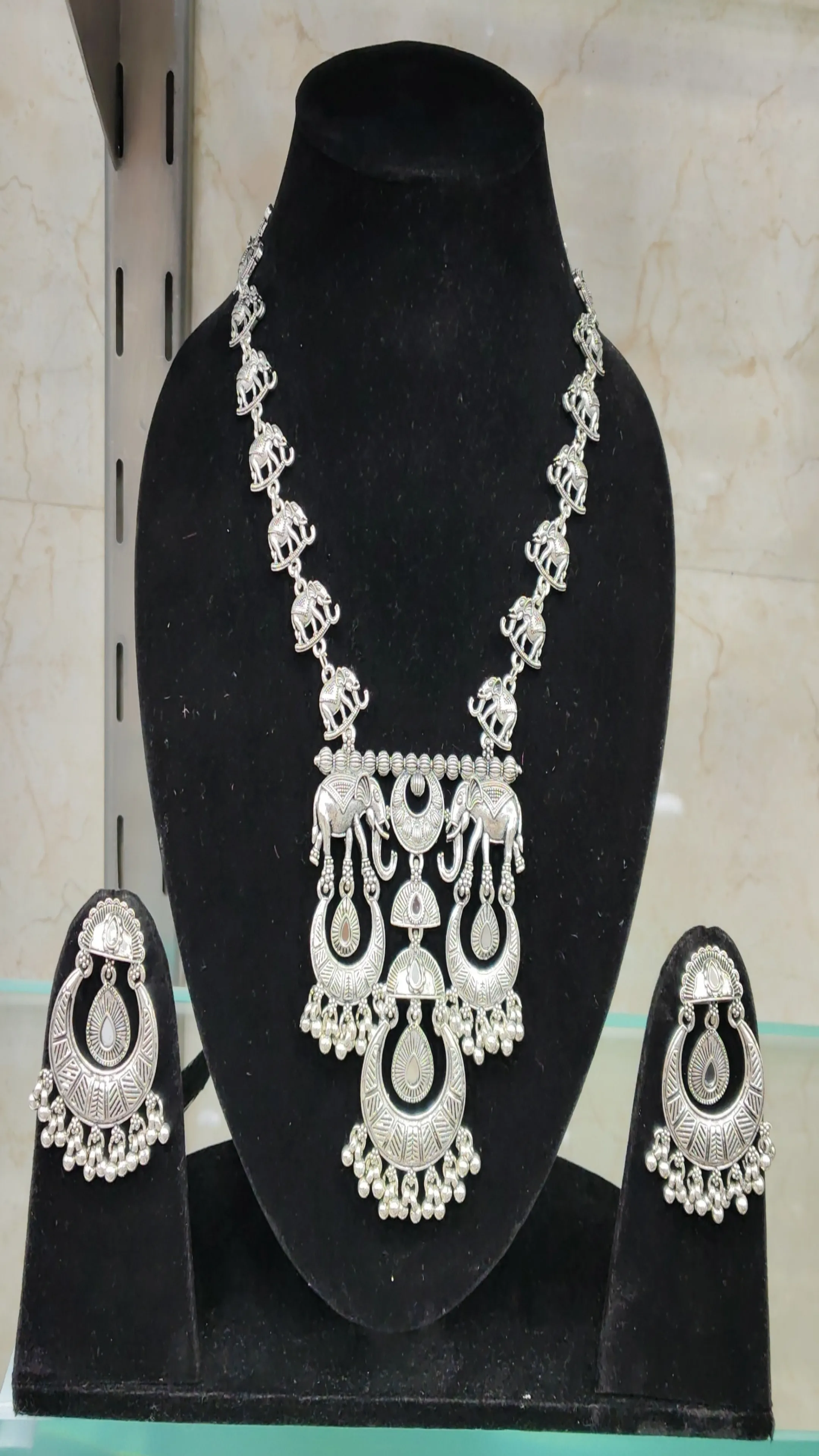 OXIDISED Silver Necklace and Earring Set view 2