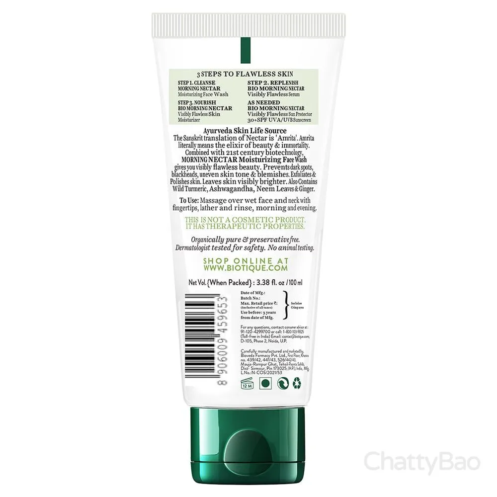 Biotique Morning Nectar Moisturize & Nourish Face Wash 100 ml view 2