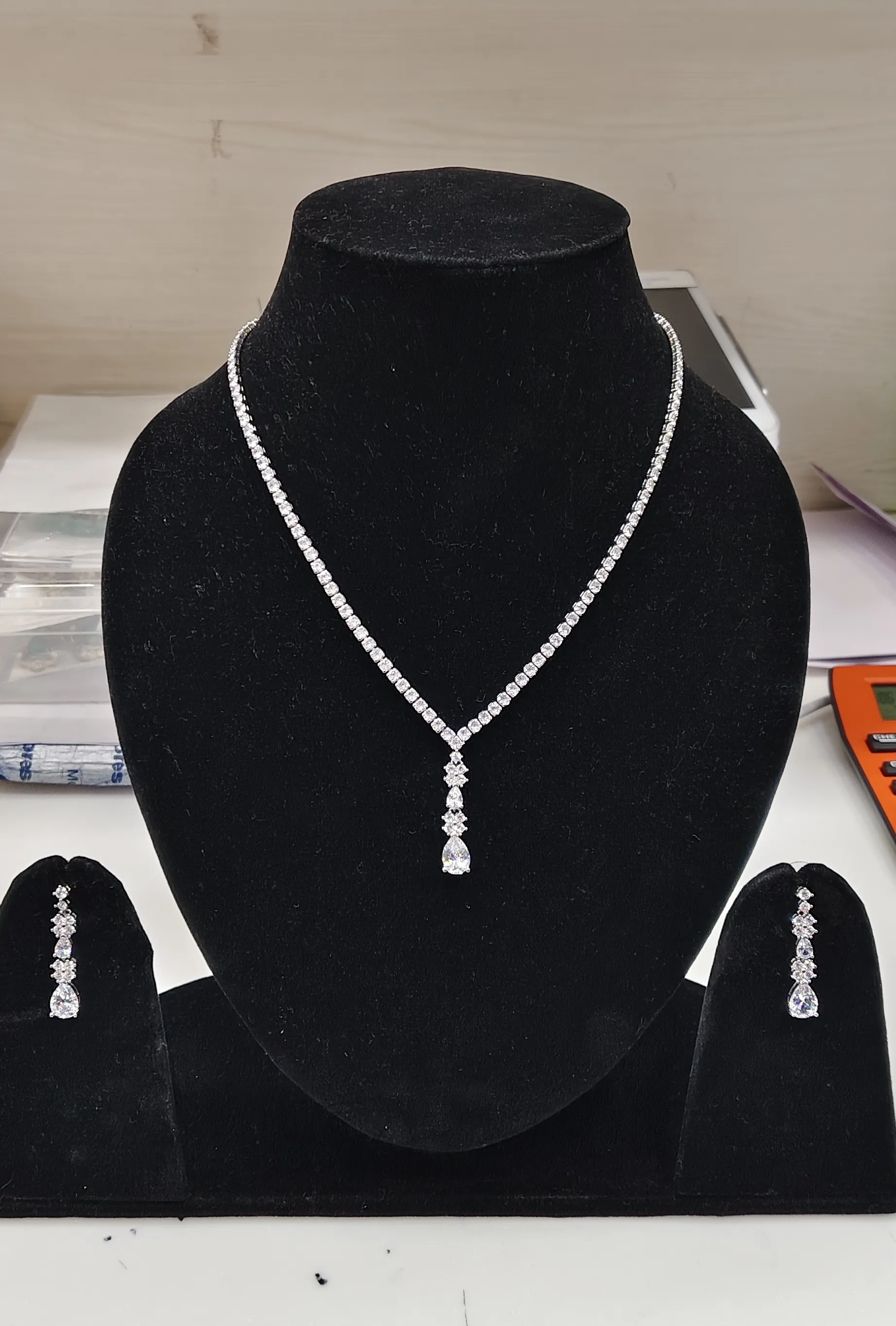 PS Diamond Drop Necklace Set view 2