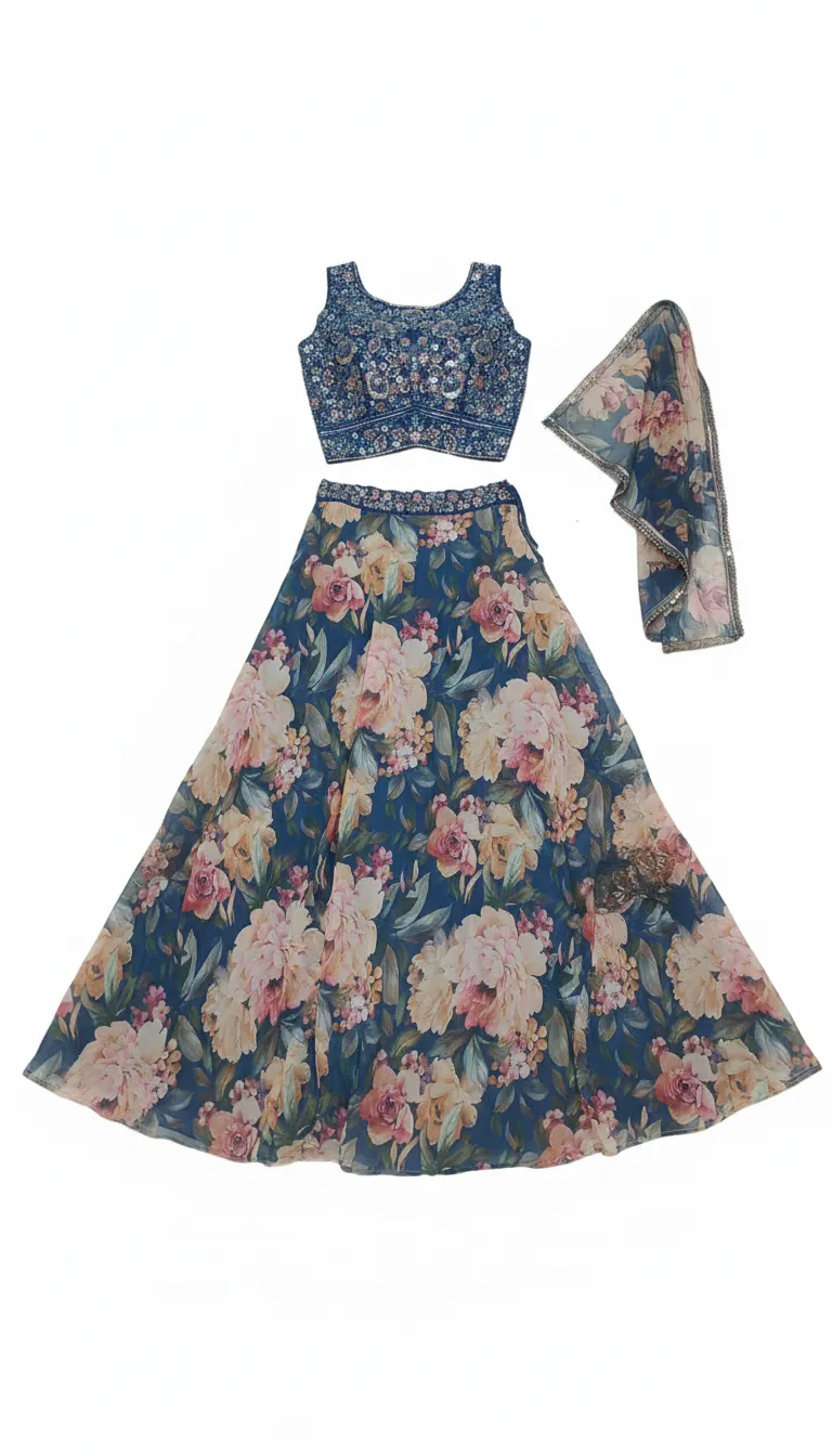 Floral Lehenga Set view 2