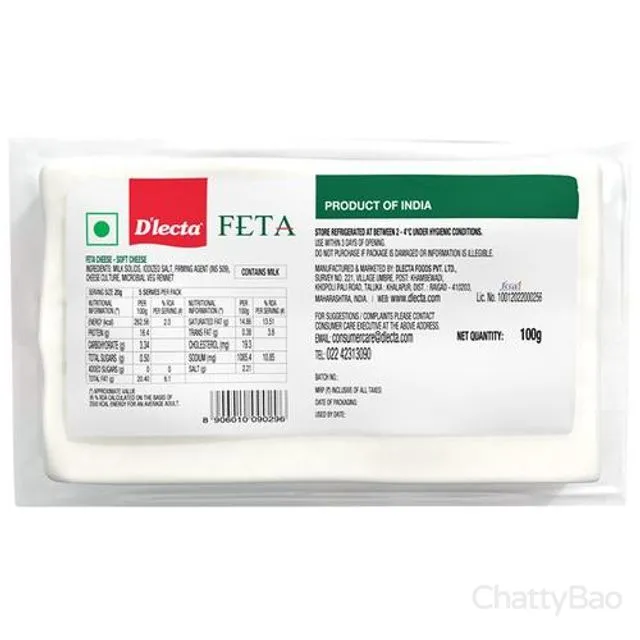 D'lecta Natural Feta Cheese Block 100 g view 2
