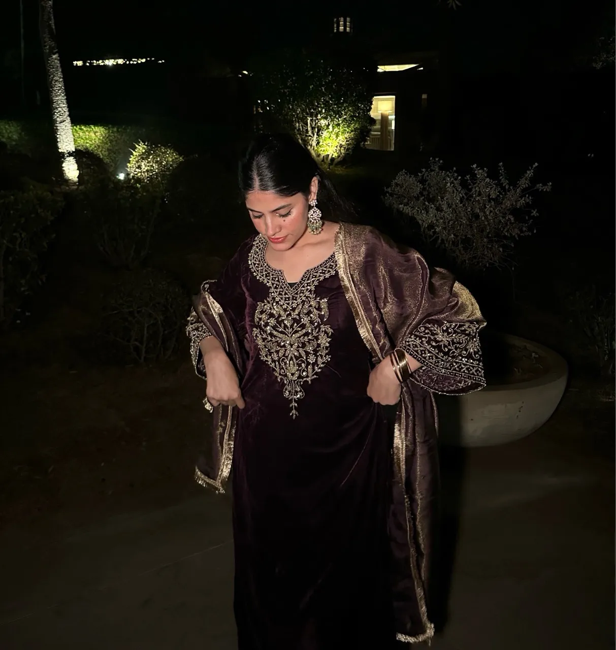 ‘Husnara’ Hand embroidered Velvet Suit view 5