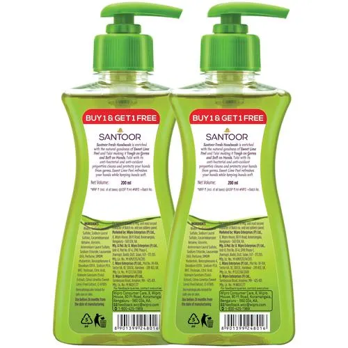 Santoor Fresh Gentle Hand Wash (Pack of 2 x 200 ml each) view 2