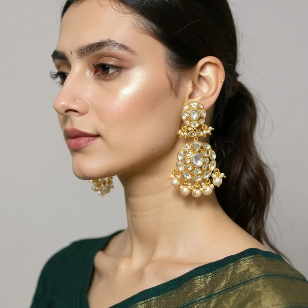 Pearl and Kundan Earrings