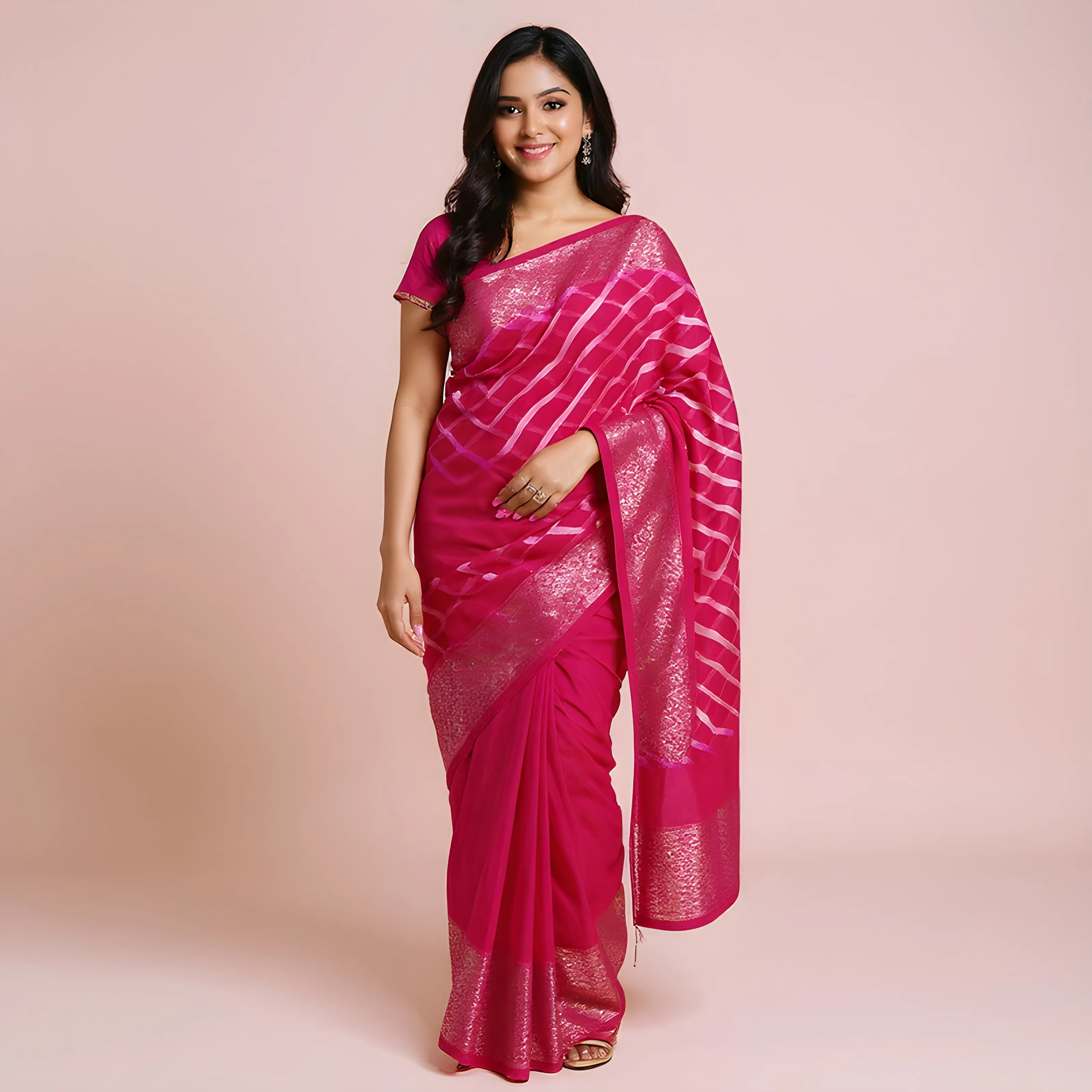 Tha Mirror Story Pink Silk Saree 020