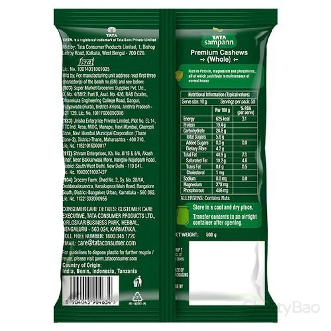 Tata Sampann Premium Cashews (Kaju) 500 g view 2
