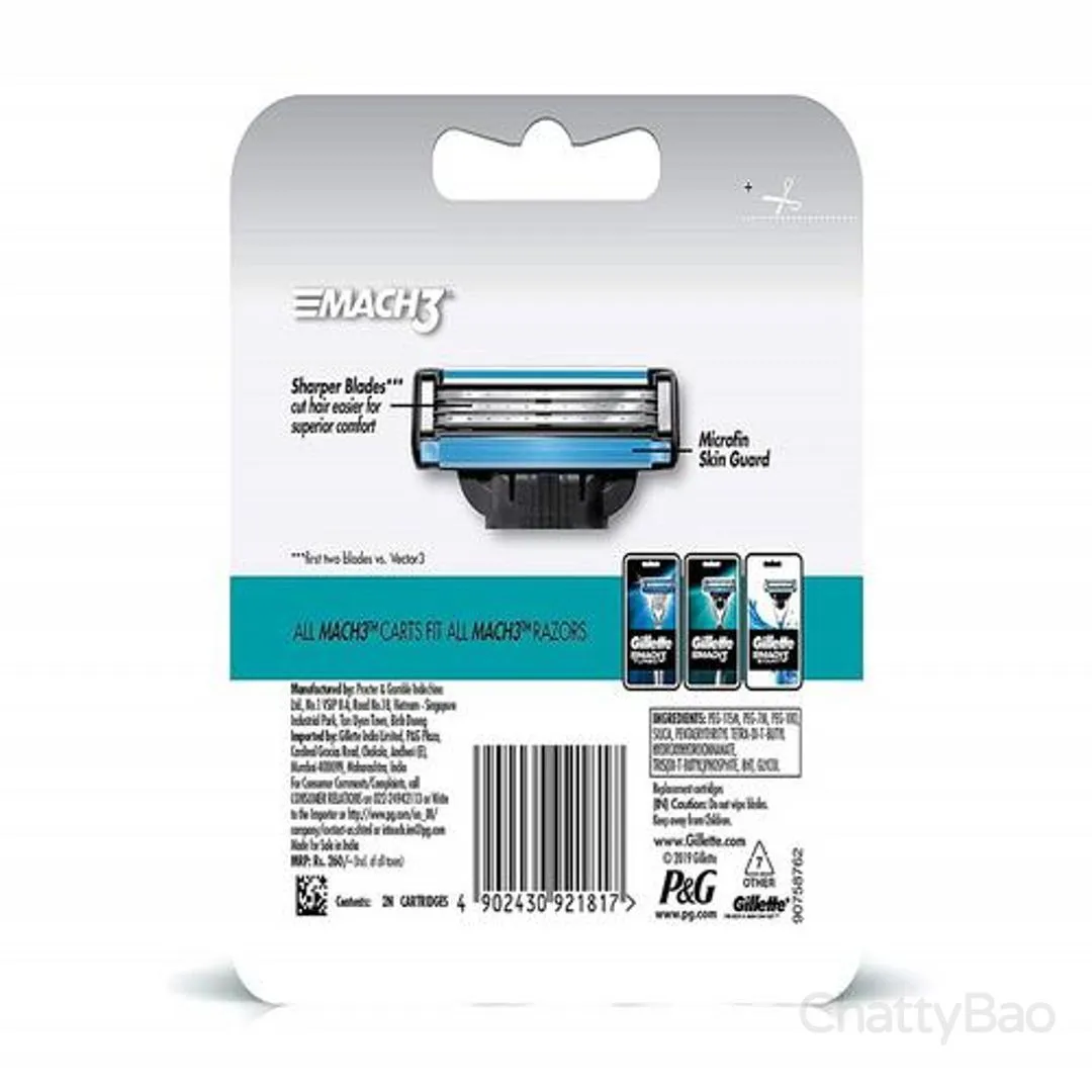 Gillette Mach3 Razor Cartridges / Shaving Blade 2 Pieces view 2
