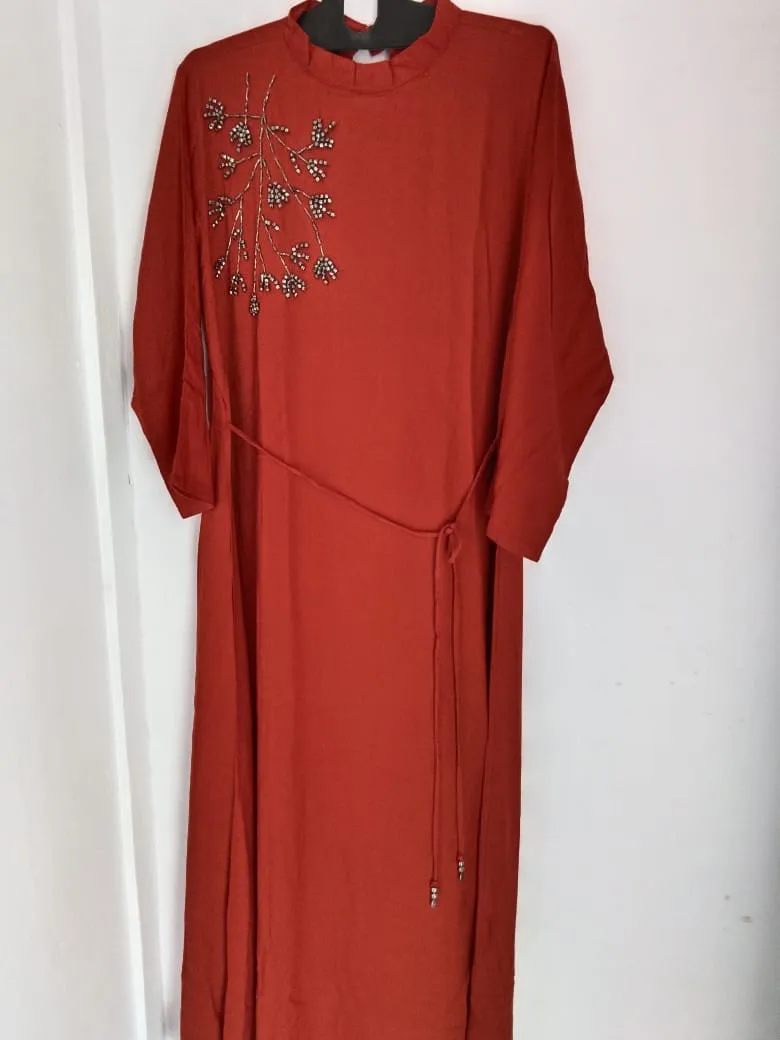 Embroidered Red Kurti view 2