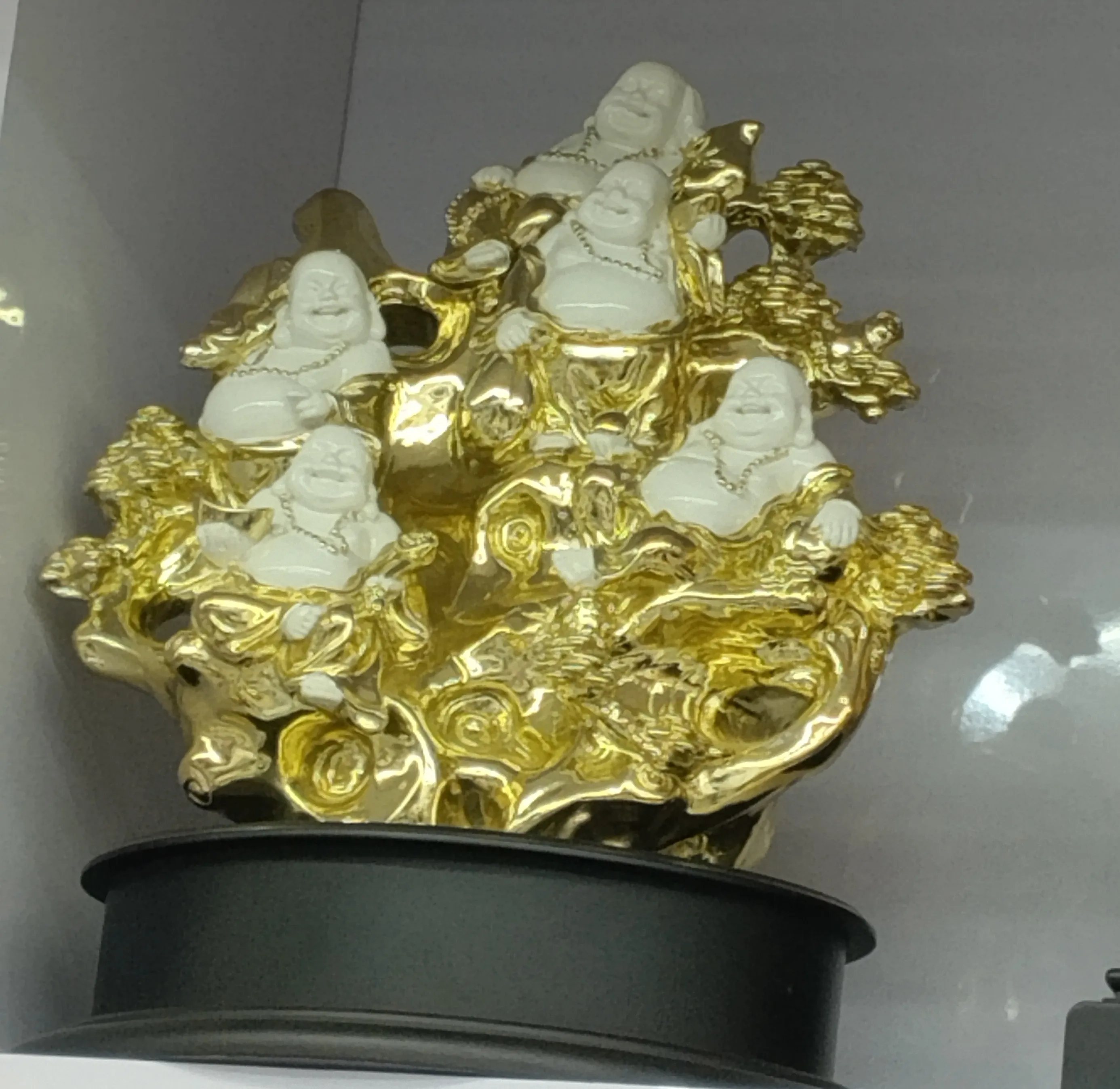 Golden and White Laughing Buddha Set view 2