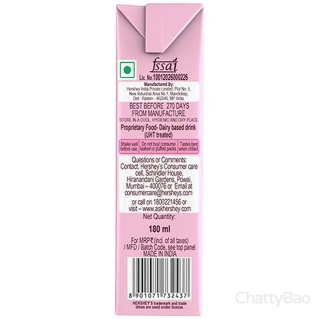 Hersheys Strawberry Milkshake 180 ml view 2