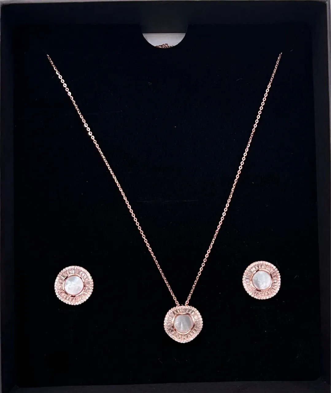 Rose Gold Pendant and Earrings Set view 2