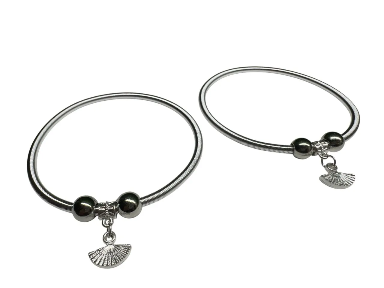 Silver Leaf Charm Spring Anklets view 4