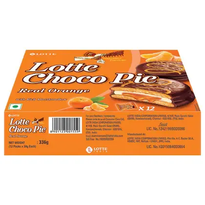Lotte Choco Pie - Real Orange 12 Pieces view 2