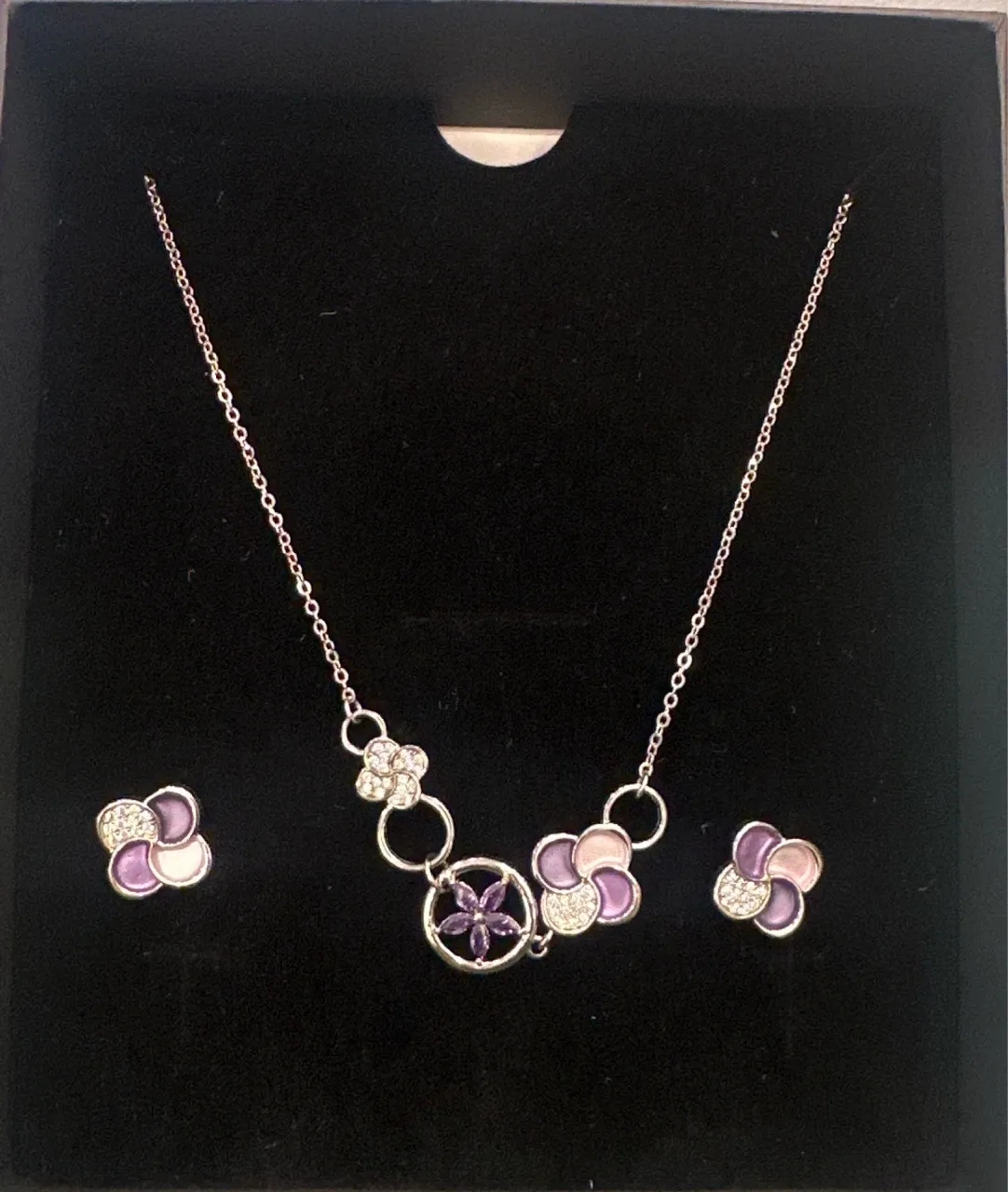 Lavender Bloom Necklace and Earrings Set view 2