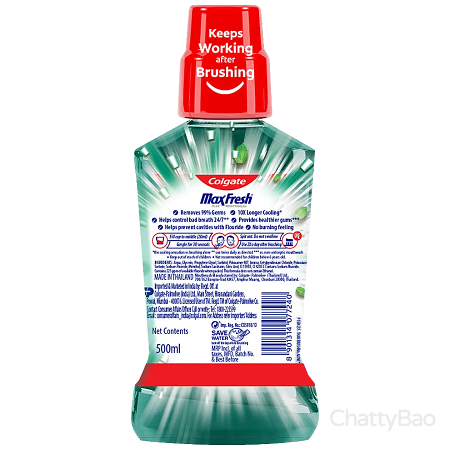 Colgate Max Fresh Mouthwash - Plax Fresh Mint 500 ml view 2