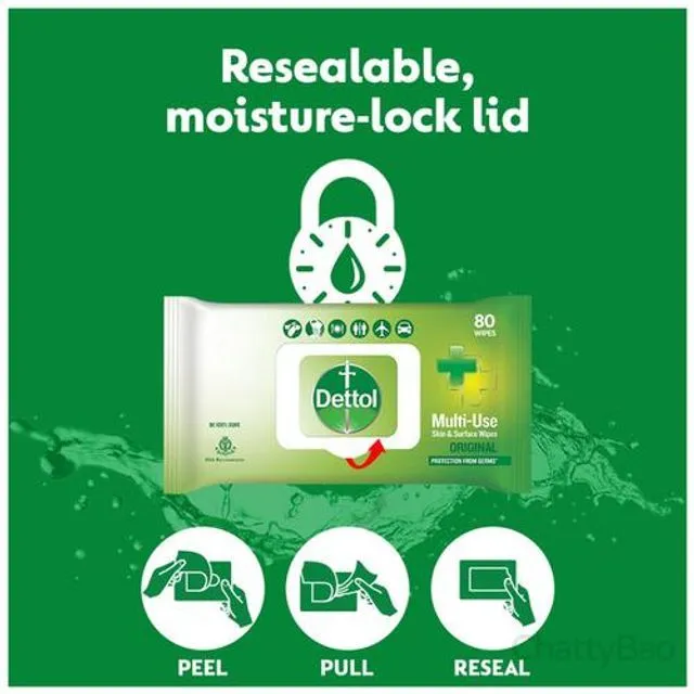 Dettol Sanitizer Wet Wipes - Original 10 Pieces view 3