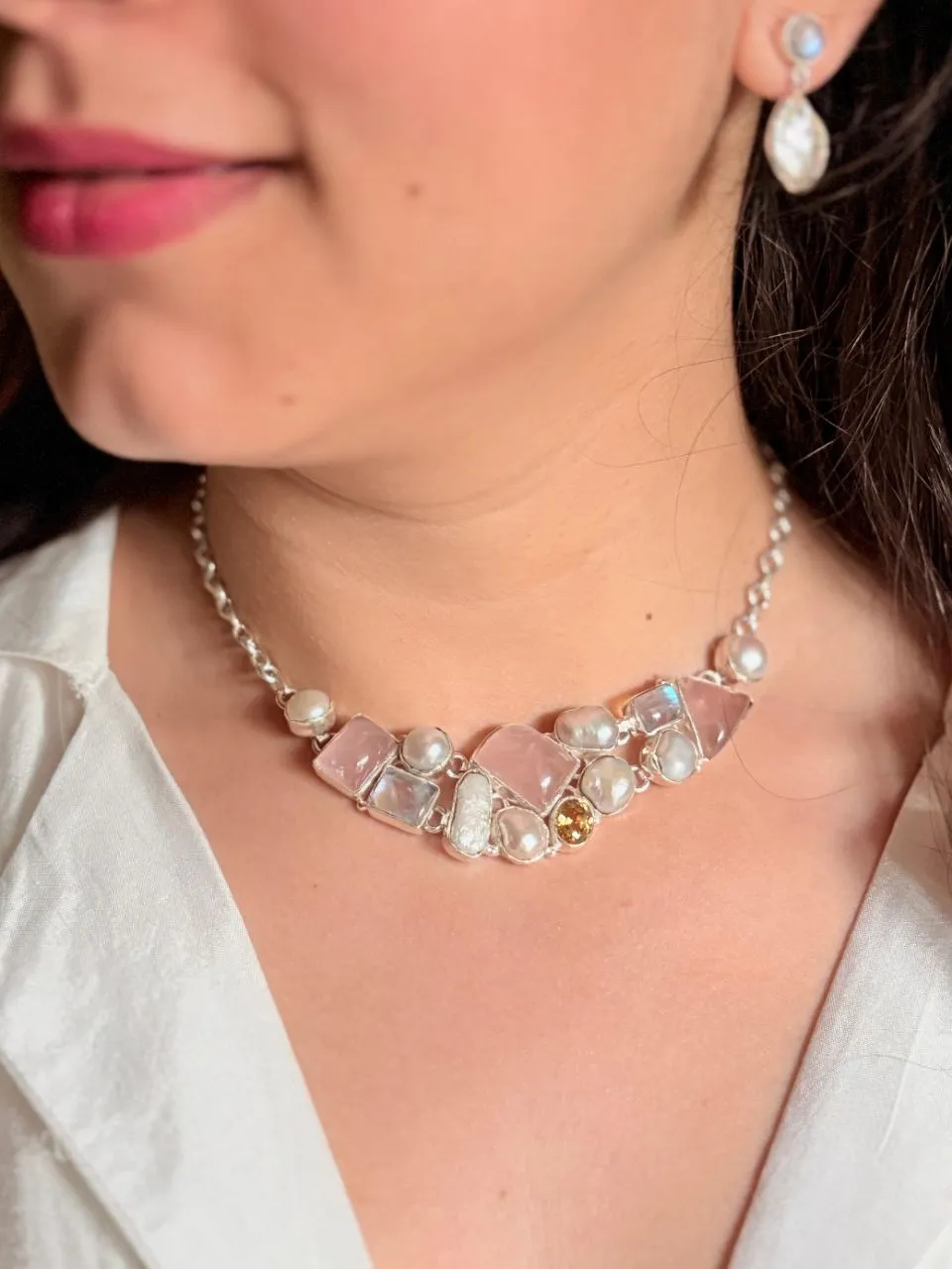 Silver Gemstone Necklace view 3