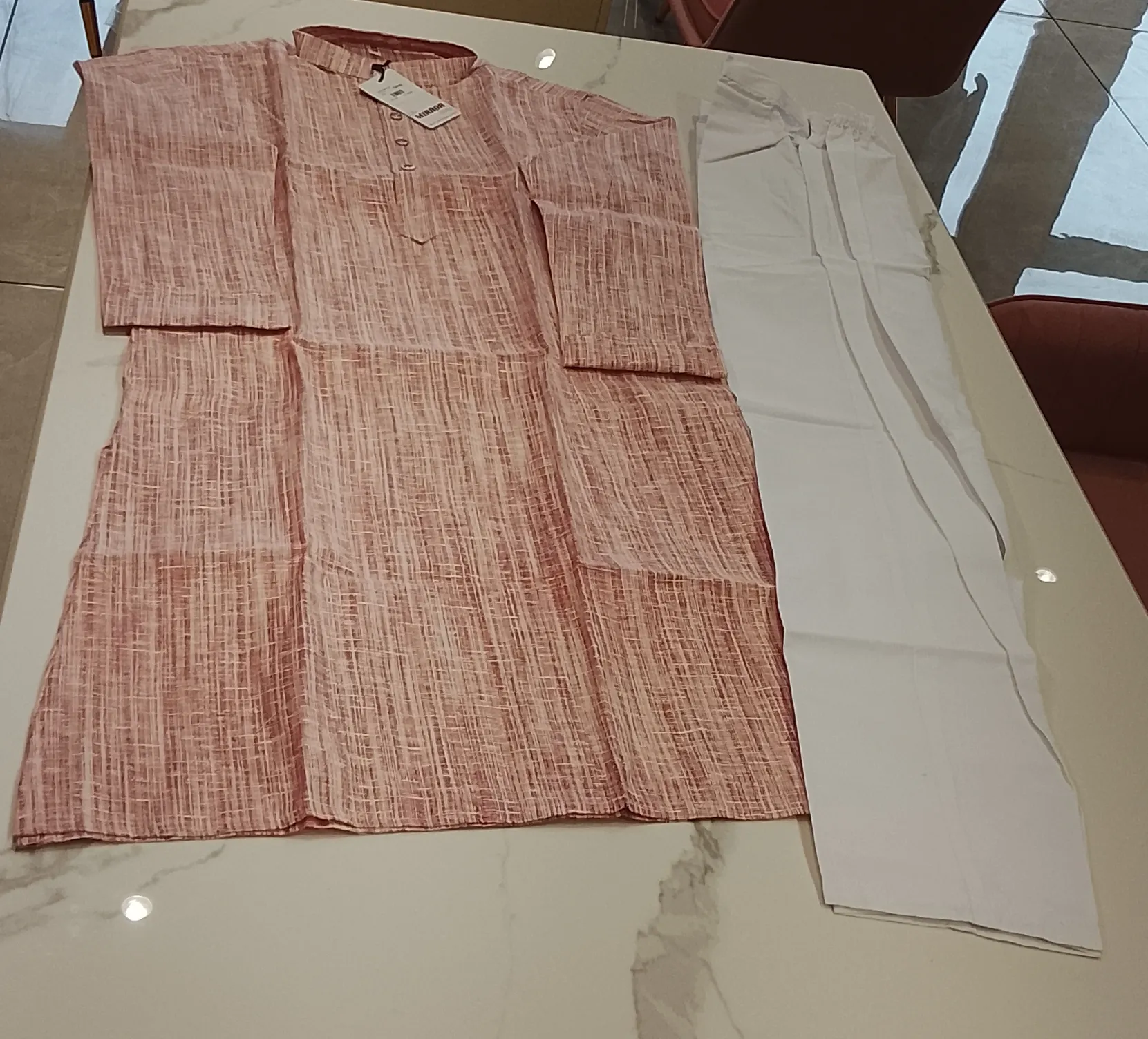 Pink Cotton Kurta Set view 3