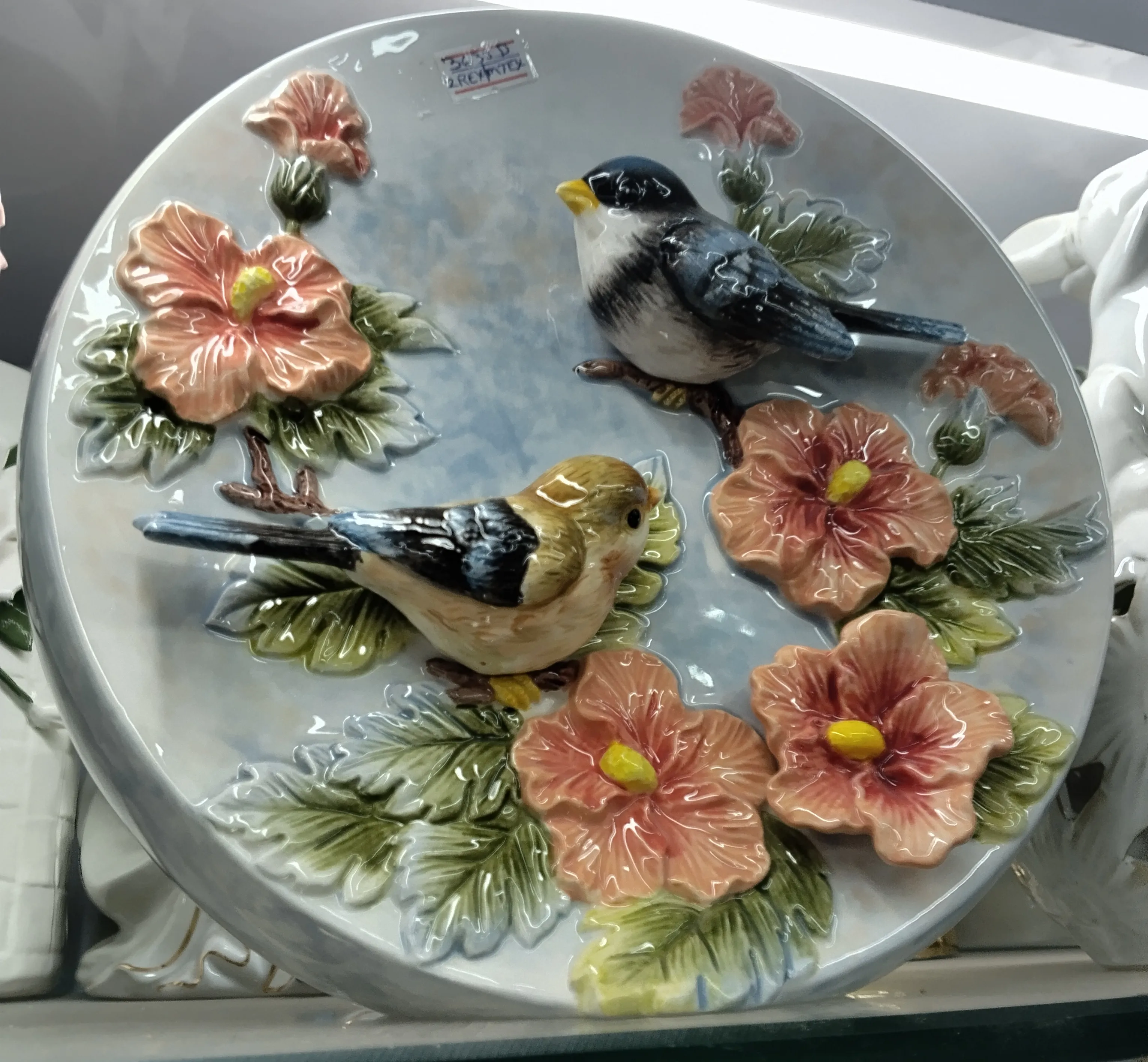 Ceramic Bird and Flower Plate view 2