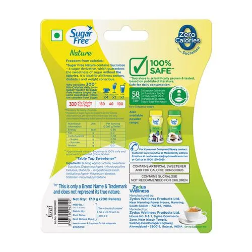 Sugar Free Natura Zero Calorie Sweetener 200 Pieces view 2
