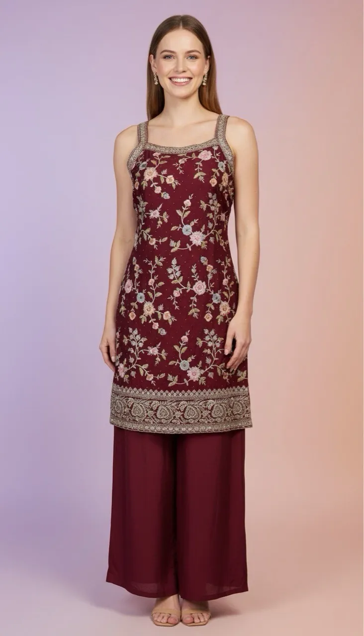 Silk Premium Embroidered Kurta Set. view 2
