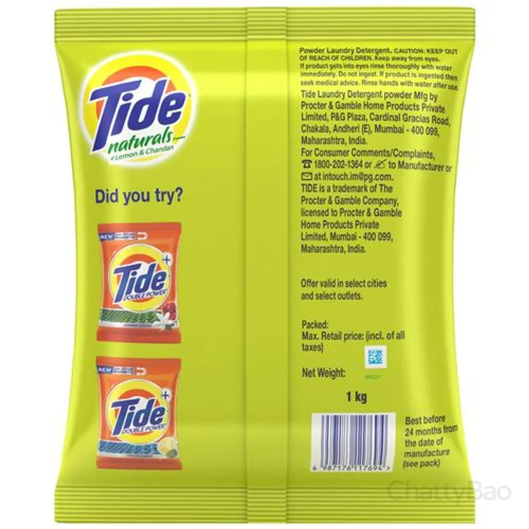 Tide Detergent Washing Powder - Lemon & Chandan 1 Kg view 2