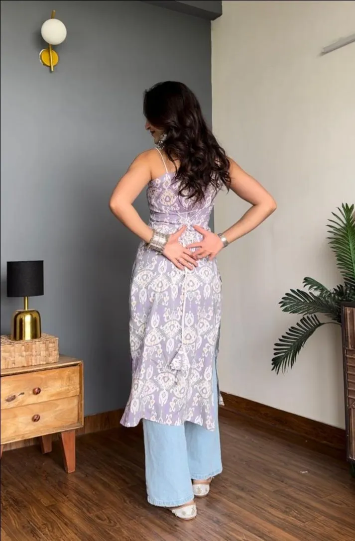 Purple Long Corset Kurti view 4