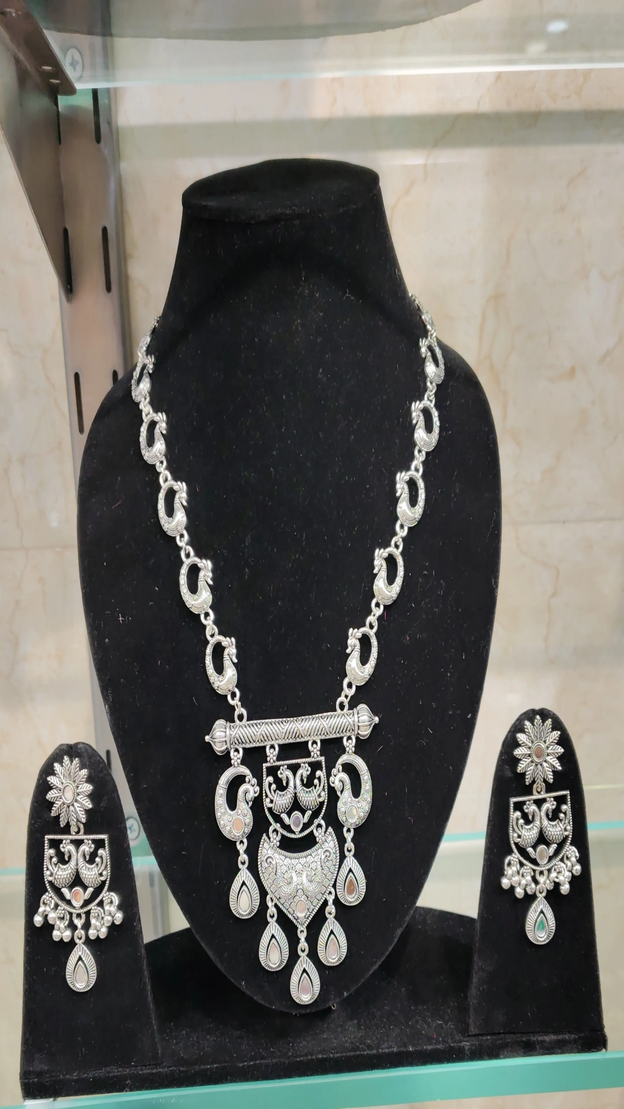 Oxidised Silver Necklace  Earring Set view 2