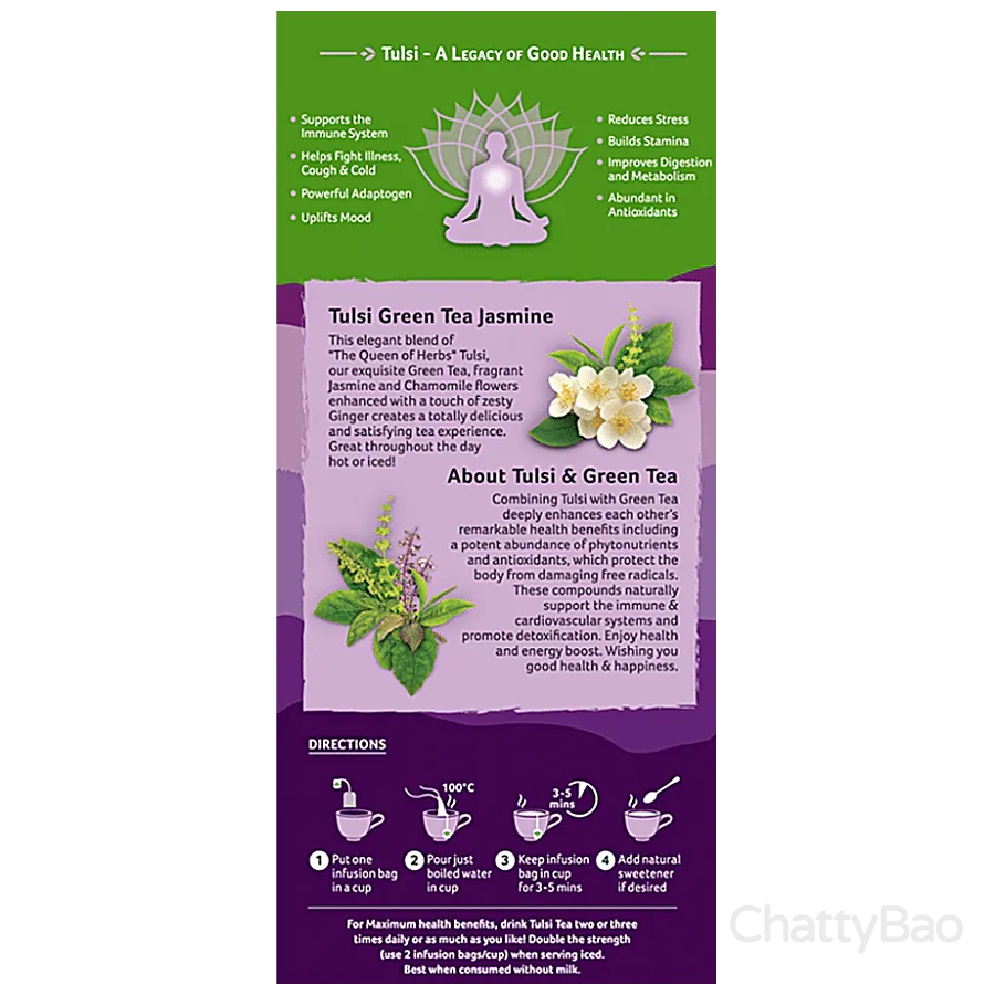 Organic India Tulsi Green Tea Bags - Jasmine (Pack of 25) view 4