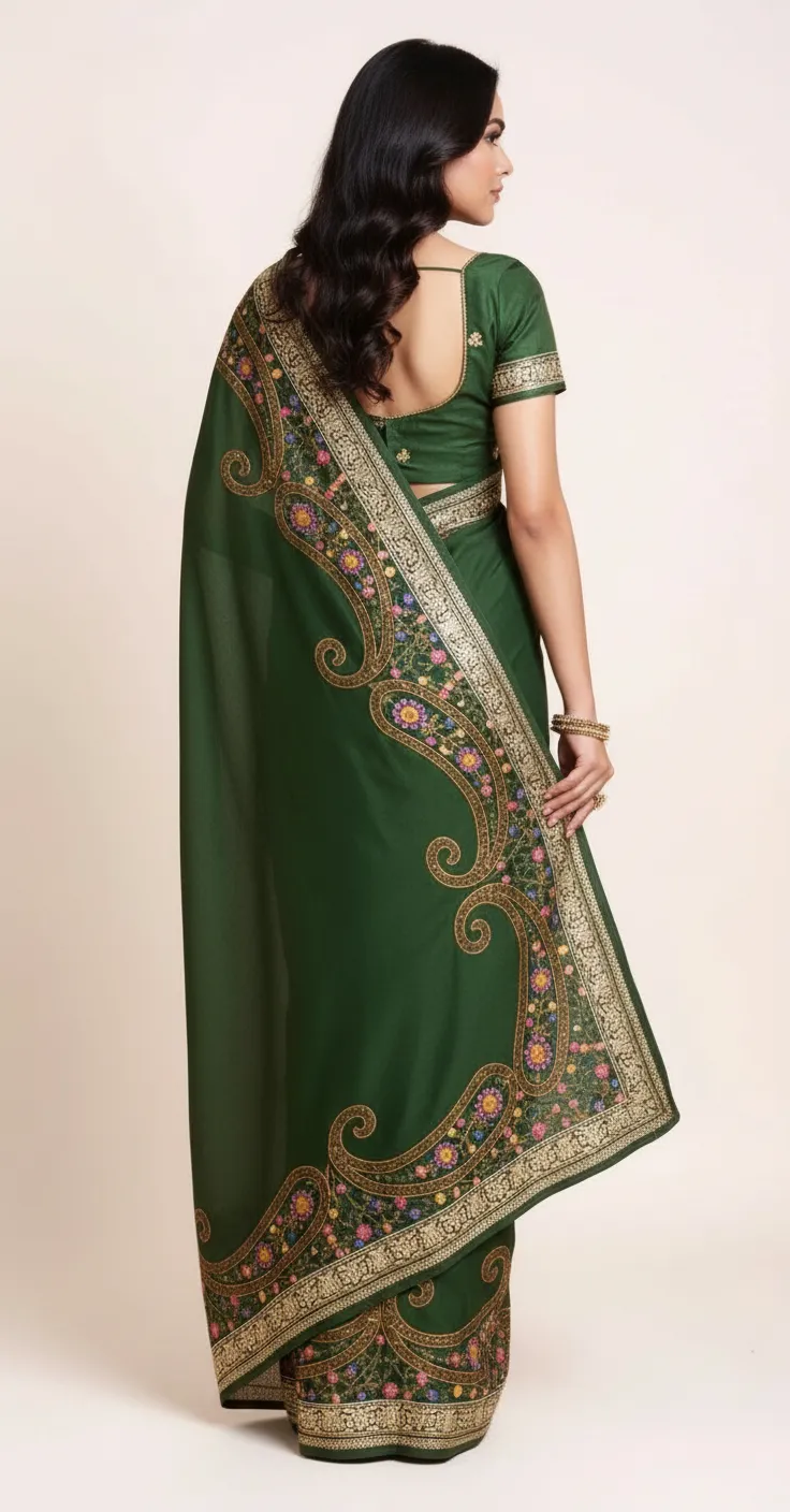 Embroidered Jogi Silk Saree view 3