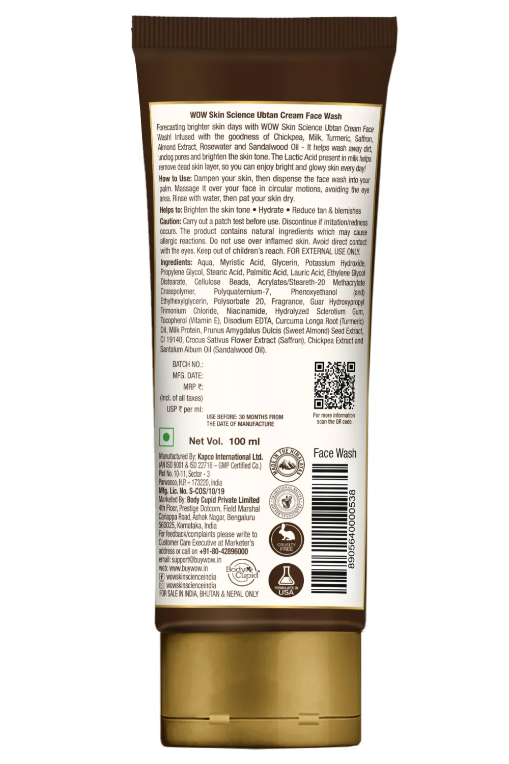 Wow Ubtan Cream Face Wash 100 ml view 2