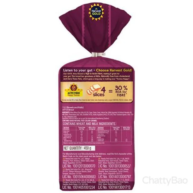 Harvest Gold Bread - 100% Atta 450 g view 2