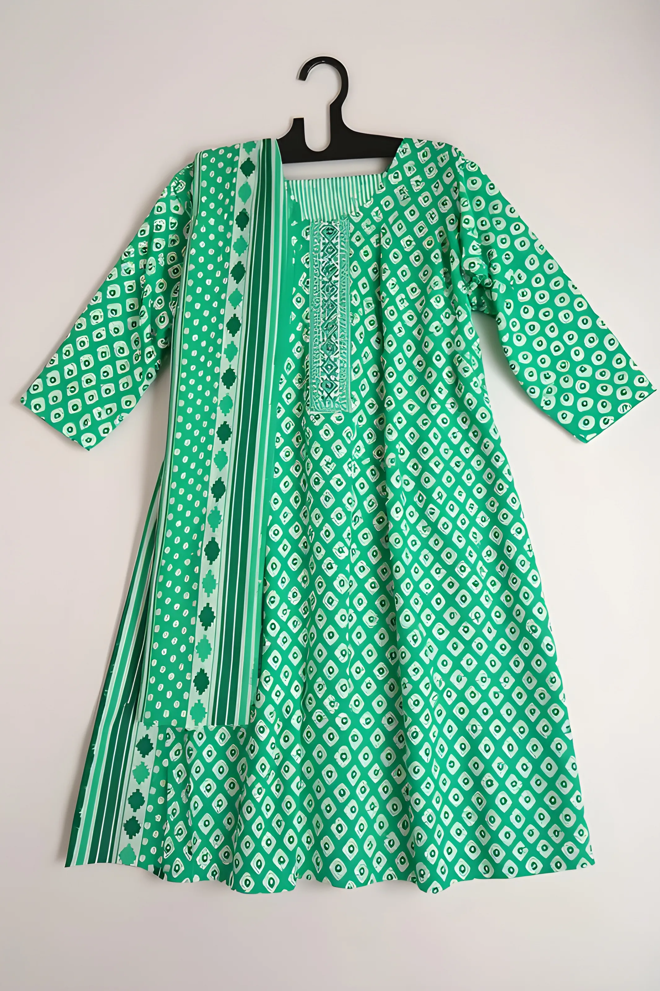 Green Bandhani Kurti view 2