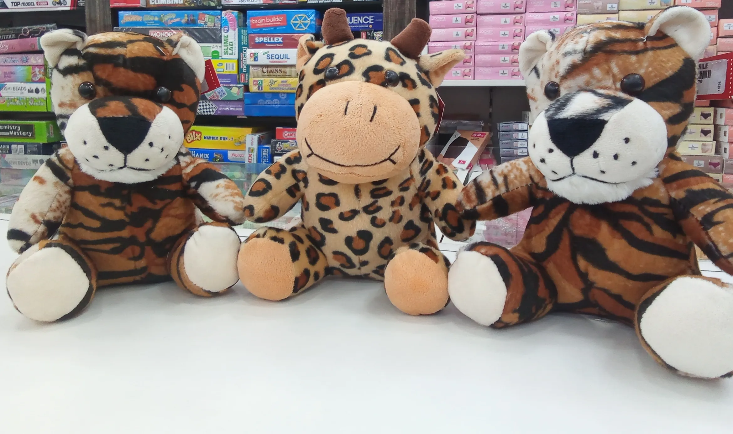 Stuffed Tigers and Giraffe view 2