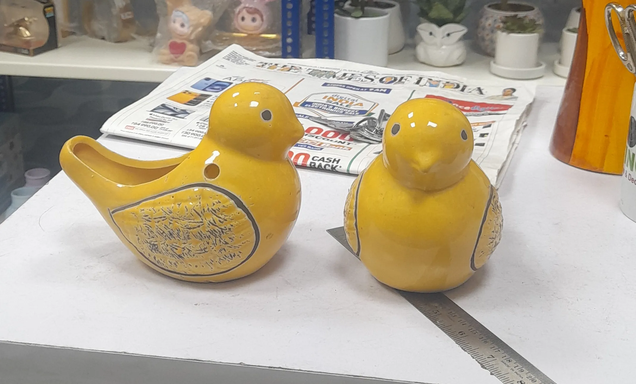 Ceramic Bird Figurines Set Of 2Nos 5.5"H & 6"W view 2