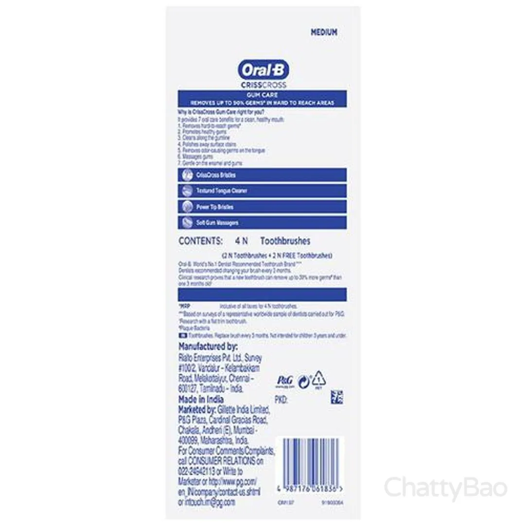 Oral B Toothbrush - Criss Cross Gum Care M 4 Pieces view 2