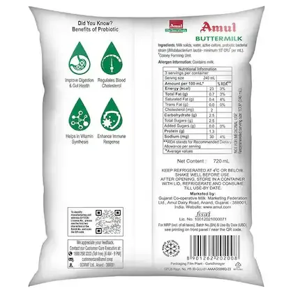 Amul Probiotic Buttermilk 720 ml view 2