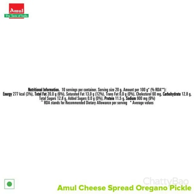 Amul Cheese Spread - Oregano Pickle 200 g view 3