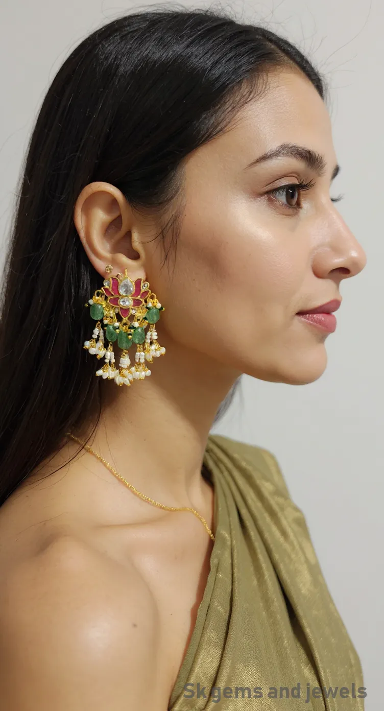Traditional Kundan Earrings view 2