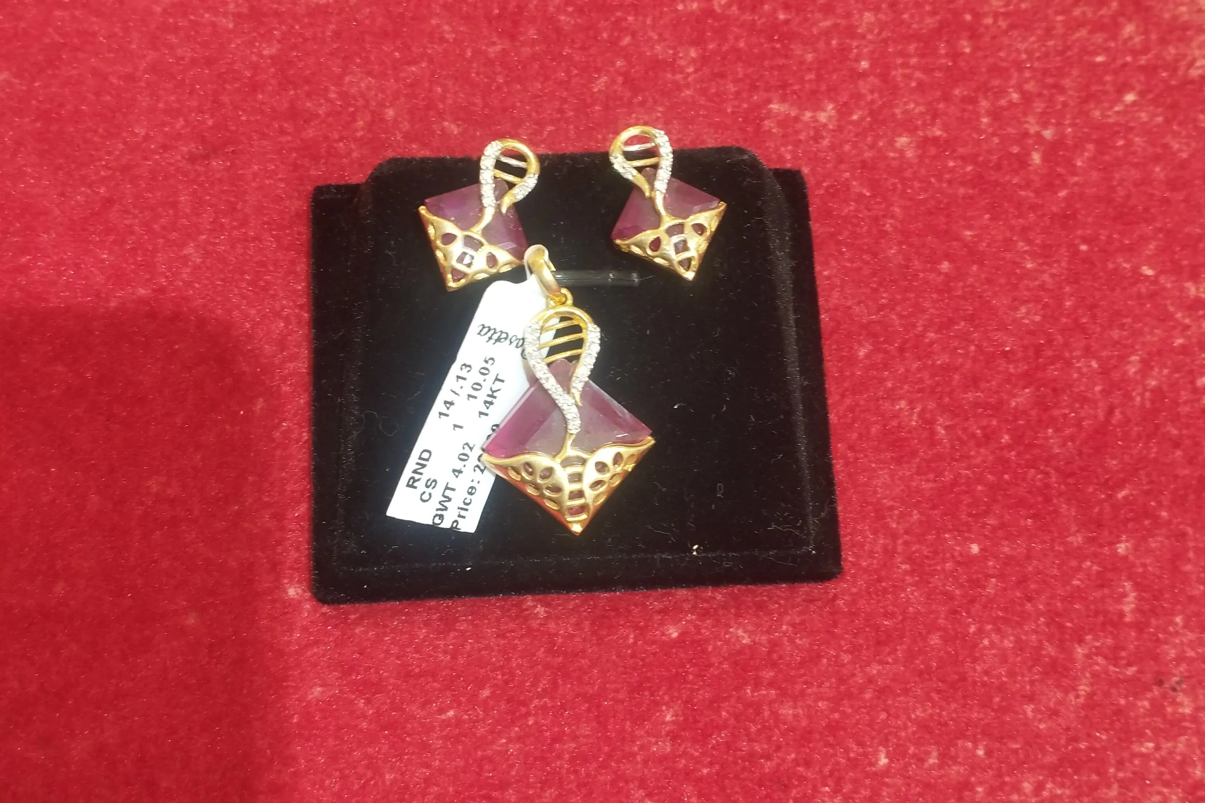 Gemstone Pendant and Earring Set view 2
